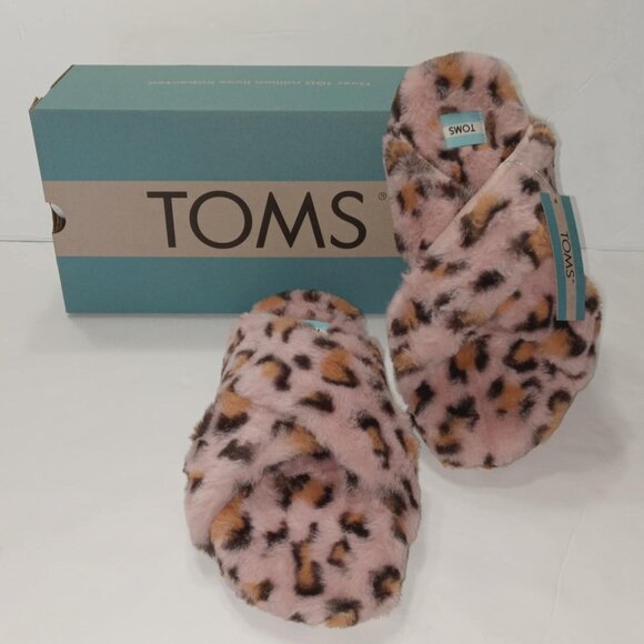 Toms | Shoes | Toms Susie Faux Fur Pink Leopard Print Slippers | Poshmark